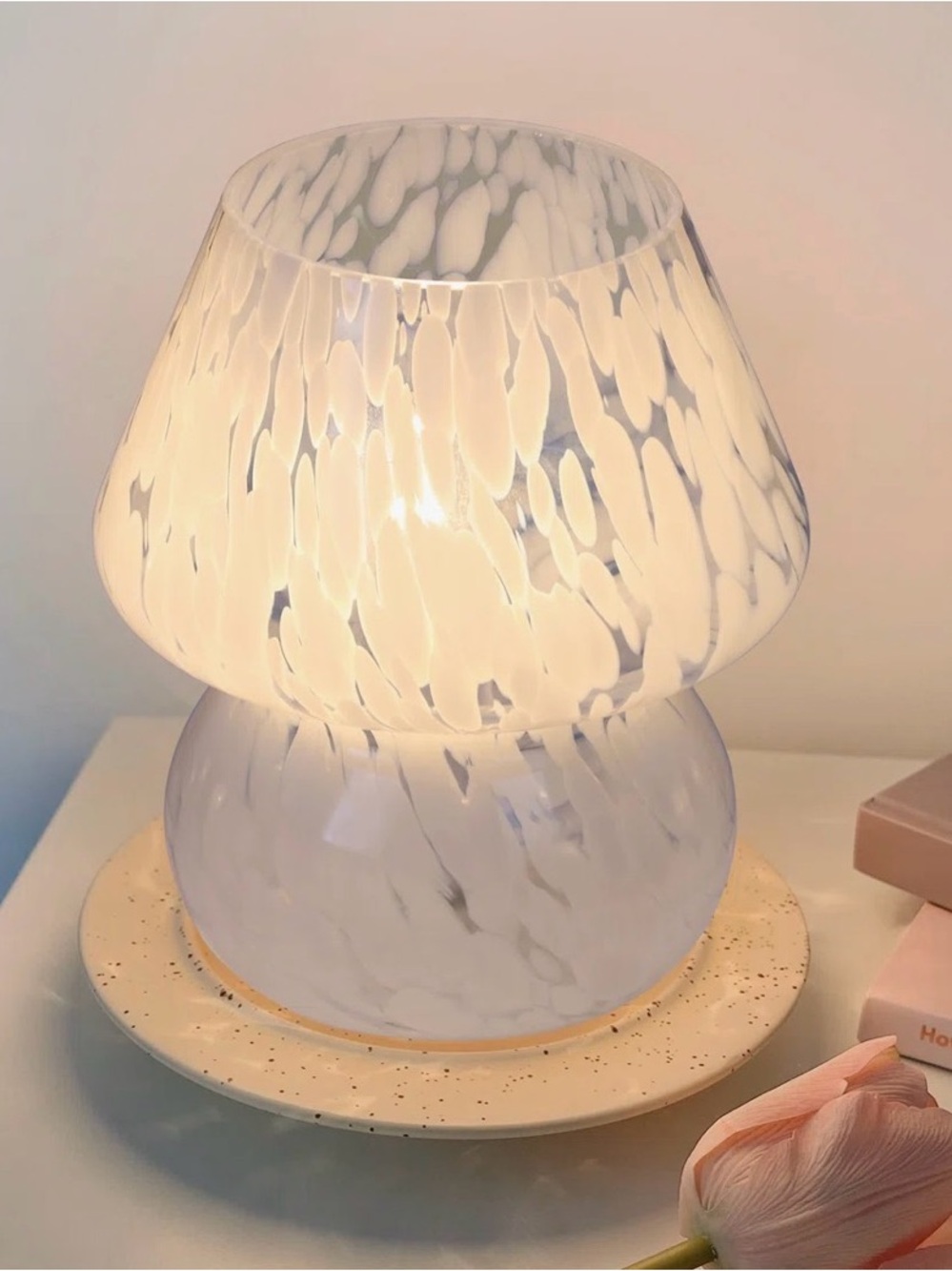 Glass Mushroom Table Lamp
